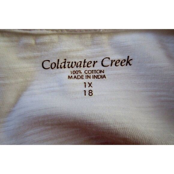 Coldwater Creek White Embroidered Neck 100% Cotton Top Long Sleeves Sz 1X 18 - Picture 5 of 6